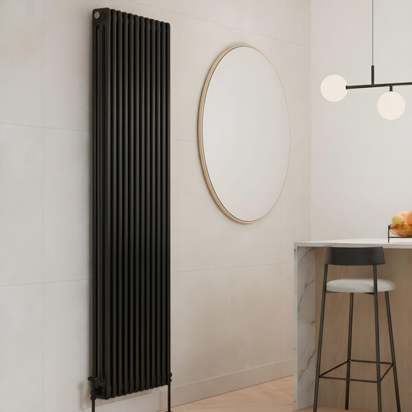 Torino black three column traditional Steel designer radiator vertical | Bathshed | delivery Ireland and the uk