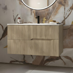 Willow natural oak wall hung vanity unit | Bathroom furniture | Ireland and the UK | Bathshed