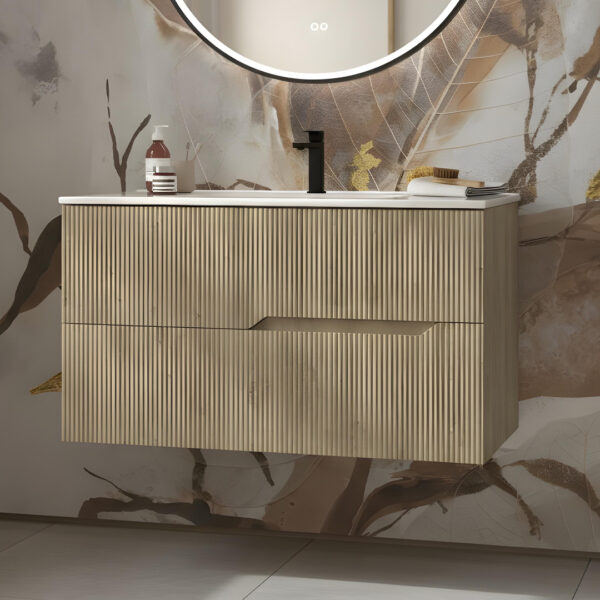 Willow natural oak wall hung vanity unit | Bathroom furniture | Ireland and the UK | Bathshed