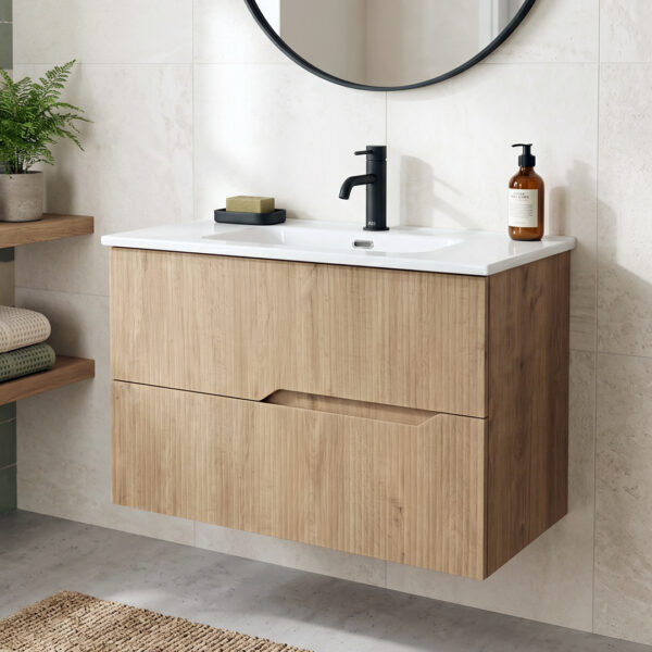 Willow natural oak wall hung vanity unit | Bathroom furniture | Ireland and the UK | Bathshed