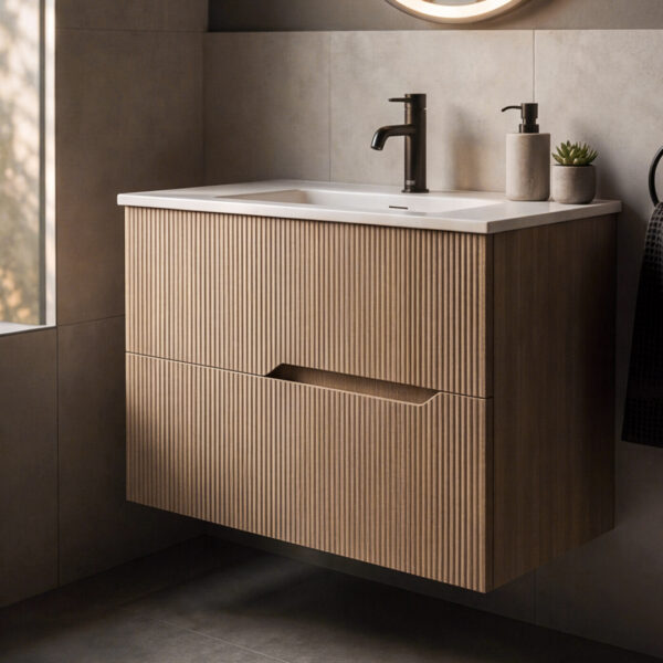 Willow natural oak wall hung vanity unit | Bathroom furniture | Ireland and the UK | Bathshed