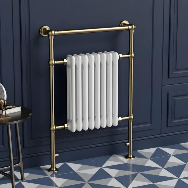 York Brushed Brass Traditional Heated Towel Rail | Heating | Radiators Ireland and the UK | Bathshed