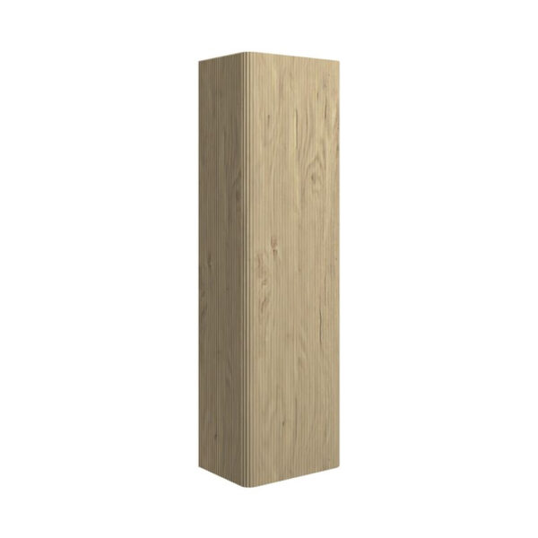 Ridge 350mm Wall Hung 1 Door Tall Unit - Textured Oak | Bathroom Furniture | next day delivery uk and ireland | Bathshed