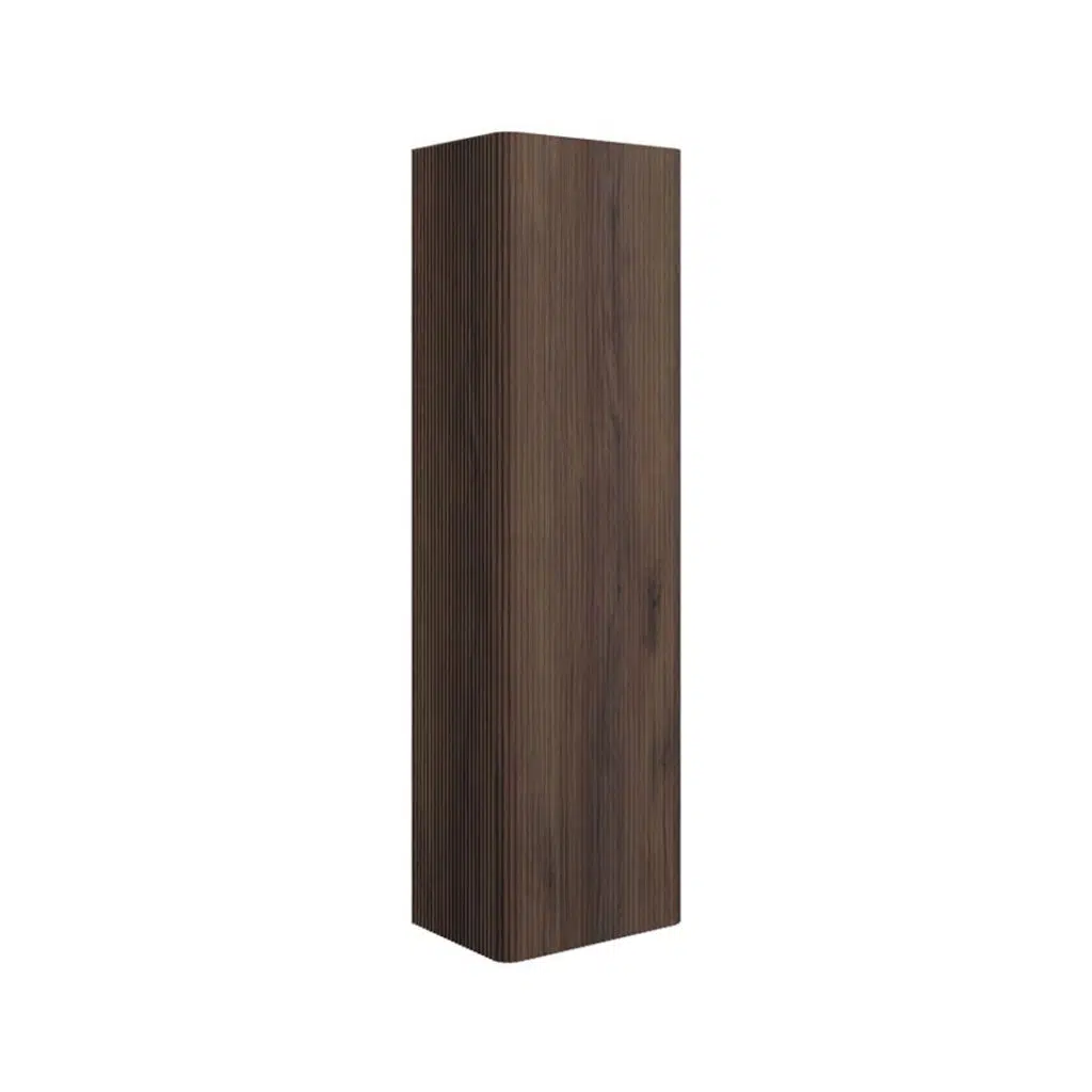 Ridge 350mm Wall Hung 1 Door Tall Unit - Textured Walnut - Bathshed