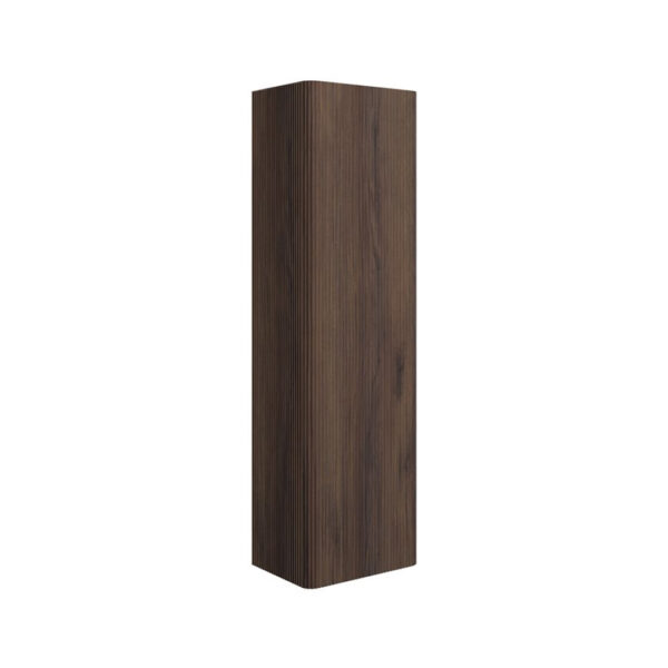 Ridge 350mm Wall Hung 1 Door Tall Unit - Textured Walnut | Bathroom Furniture | next day delivery uk and ireland | Bathshed