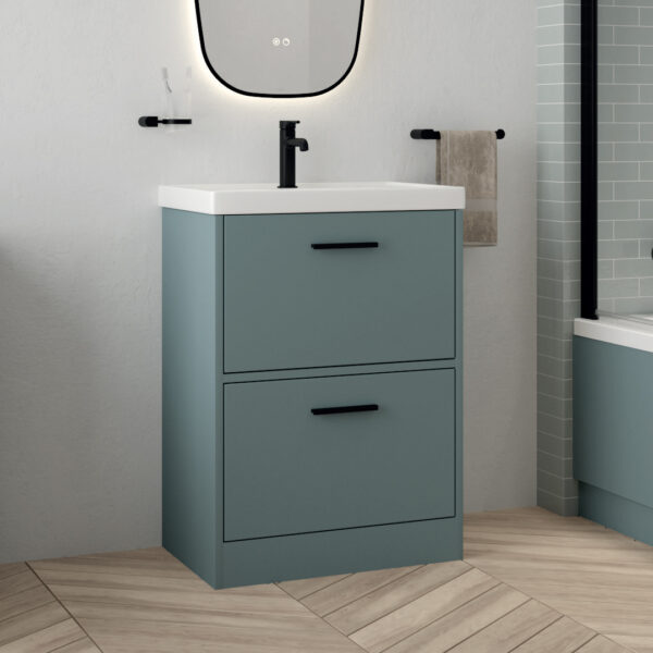 Finland 2 drawer floorstanding vanity unit | Scandinavian bathroom furniture | Sonas Bathrooms | Bathshed | Nationwide Delivery UK and Ireland