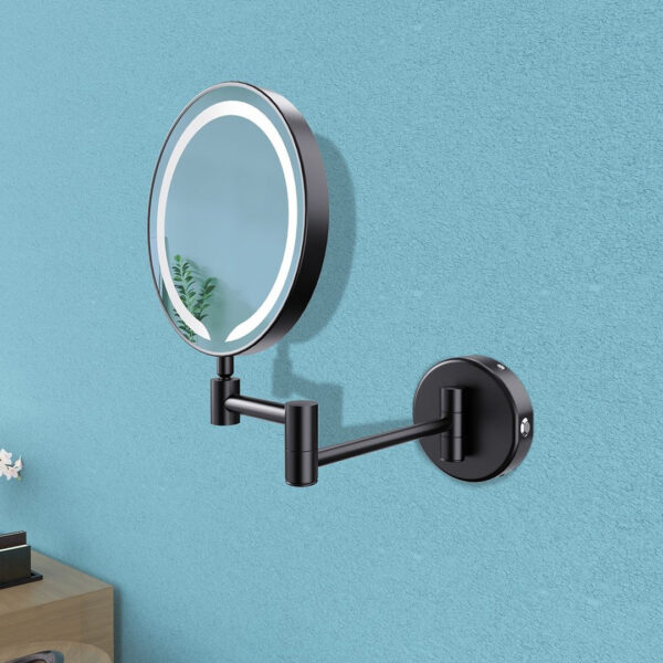Hoshi Round LED Cosmetic Mirror - Black| Mirror | next day delivery uk and ireland | Bathshed