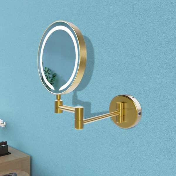 Hoshi Round LED Cosmetic Mirror - Brushed Brass | Mirror | next day delivery uk and ireland | Bathshed