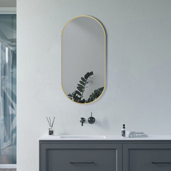 Renji 800x400mm Oblong Mirror - Brushed Brass