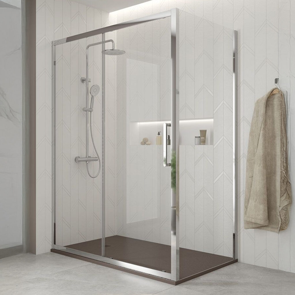 ASPECT Sliding 1500mm Shower Door Chrome