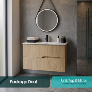Willow natural oak wall hung vanity unit | Bathroom furniture | Ireland and the UK | Bathshed