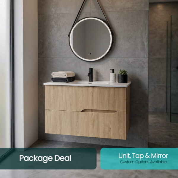 Willow natural oak wall hung vanity unit | Bathroom furniture | Ireland and the UK | Bathshed