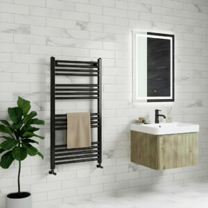 Aldo Black Straight Heated Towel Rail | Heated Towel Rails | Bathshed | Nationwide Delivery Ireland & The UK