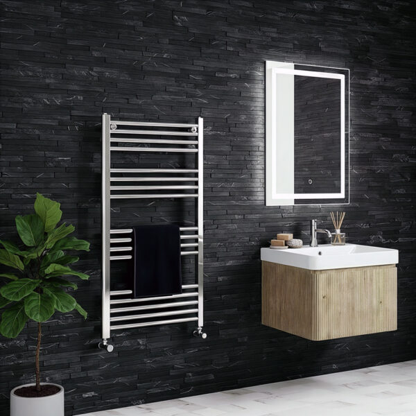 Aldo Chrome Straight Heated Towel Rail | Heated Towel Rails | Bathshed | Nationwide Delivery Ireland & The UK