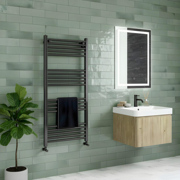 Aldo Anthracite Straight Heated Towel Rail | Heated Towel Rails | Bathshed | Nationwide Delivery Ireland & The UK