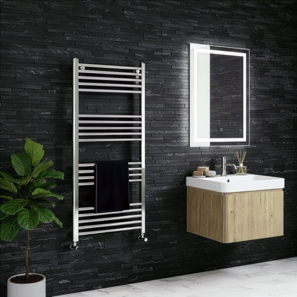 Aldo Chrome Straight Heated Towel Rail | Heated Towel Rails | Bathshed | Nationwide Delivery Ireland & The UK