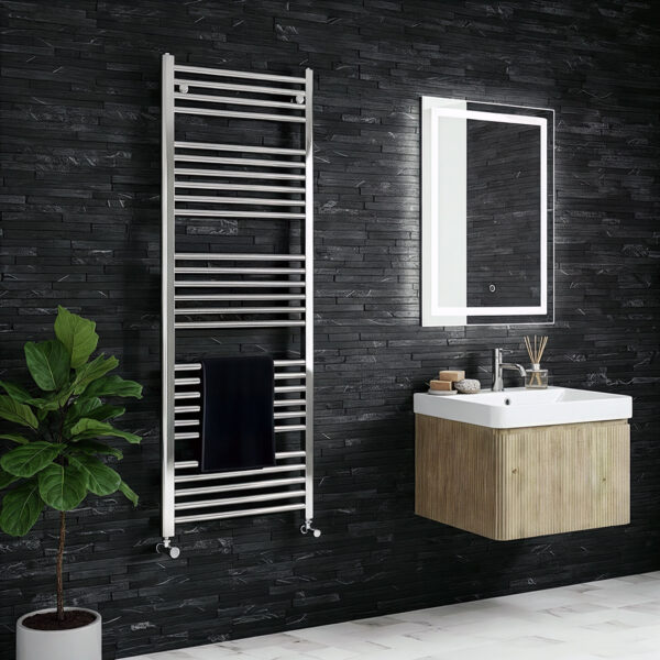 Aldo Chrome Straight Heated Towel Rail | Heated Towel Rails | Bathshed | Nationwide Delivery Ireland & The UK