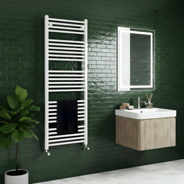 Aldo White Straight Heated Towel Rail | Heated Towel Rails | Bathshed | Nationwide Delivery Ireland & The UK