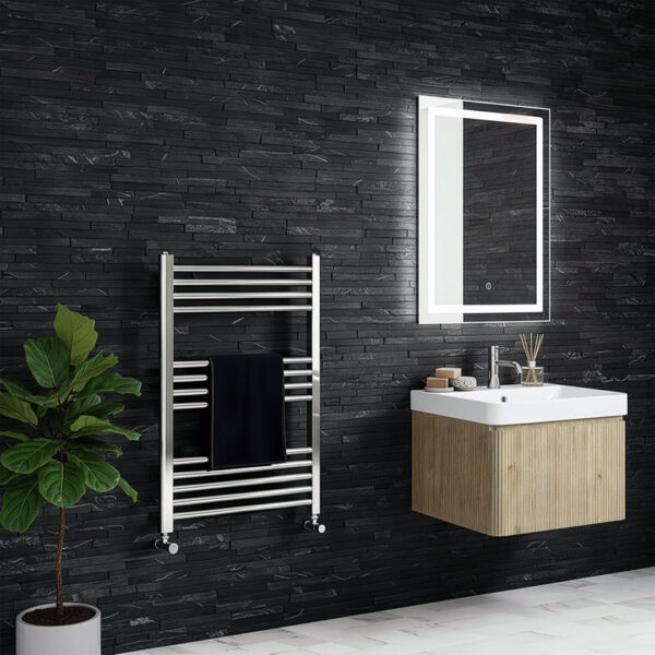Aldo Chrome Straight Heated Towel Rail | Heated Towel Rails | Bathshed | Nationwide Delivery Ireland & The UK