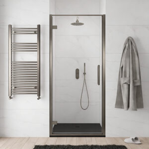 Aspect Brushed Nickel Hinged Shower Door | Sonas Bathrooms | Nationwide Delivery UK & Ireland | Bathshed