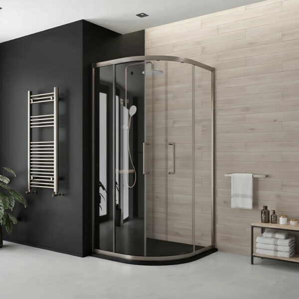 Aspect Brushed Nickel Quadrant Shower Door | Sonas Bathrooms | Nationwide Delivery UK & Ireland | Bathshed