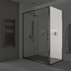 Aspect Brushed Nickel Shower Door Side Panels | Sonas Bathrooms | Nationwide Delivery UK & Ireland | Bathshed