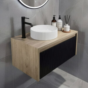 Sahara Natural Oak 800mm Wall Hung Vanity Unit | Clearance Bathroom Items | Bathshed | Nationwide Delivery Ireland & The UK