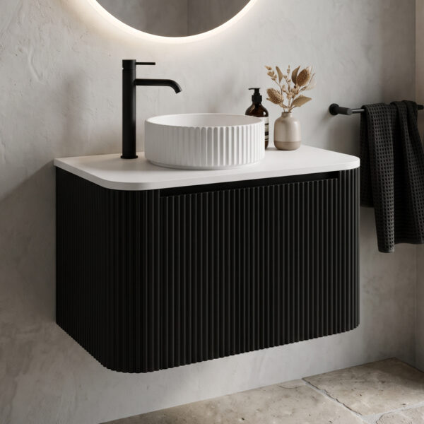 Virage Matt Black fluted wall hung vanity unit | Vanity Units | Bathshed | Natiowide delivery Ireland & the UK