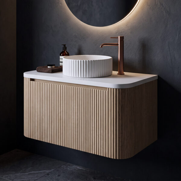 Virage Oak fluted wall hung vanity unit | Vanity Units | Bathshed | Natiowide delivery Ireland & the UK