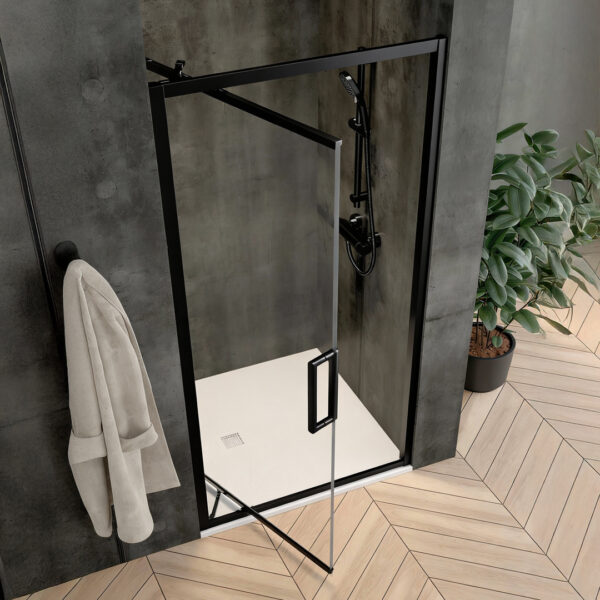 Aspect Matt Black Hinged Shower Door | Sonas Bathrooms | Nationwide Delivery UK & Ireland | Bathshed