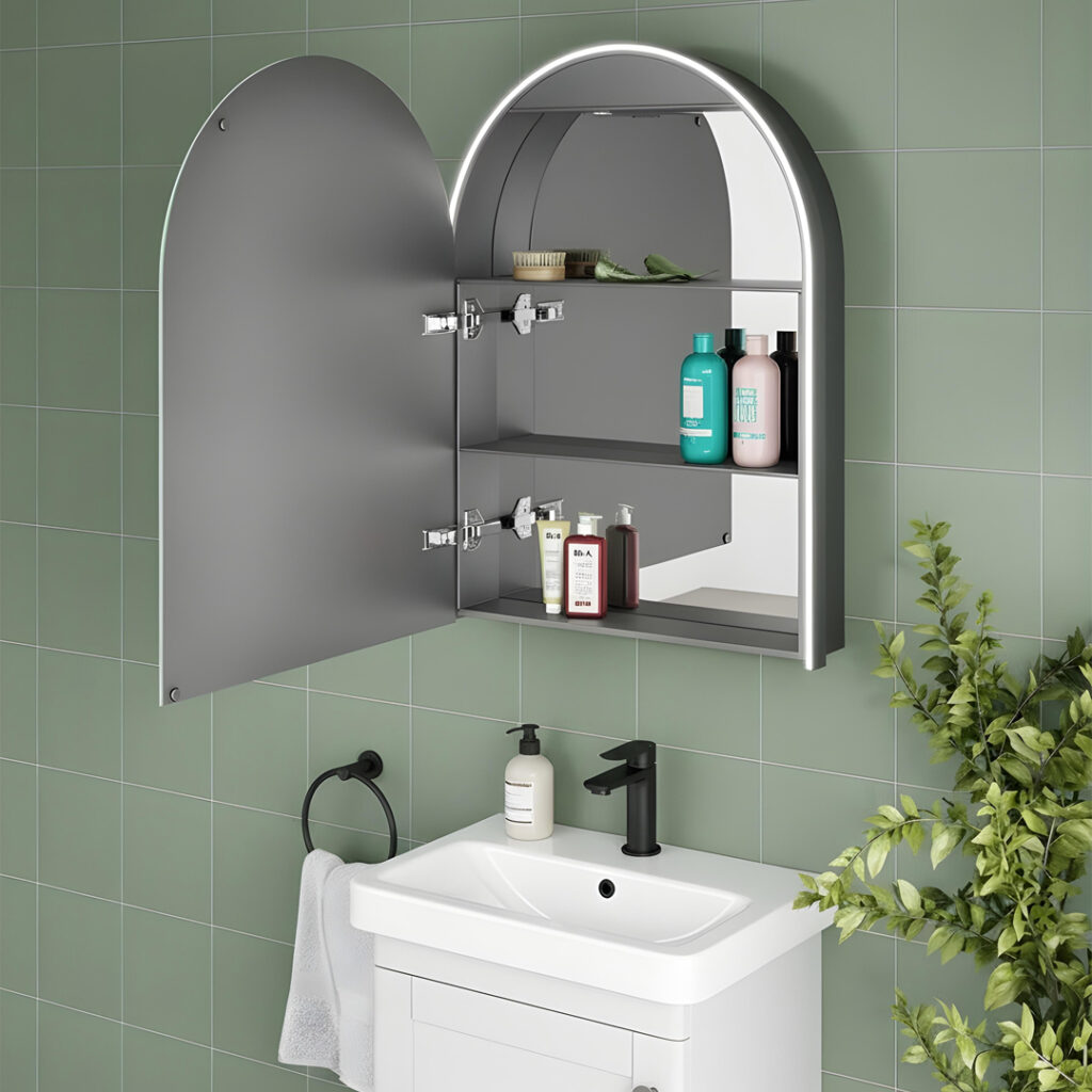 Olivia LED Mirror | Mirror Cabinet | Shaver / Tooth Brush Charging Socket & Isolator Switch Nationwide Delivery UK | Bathshed