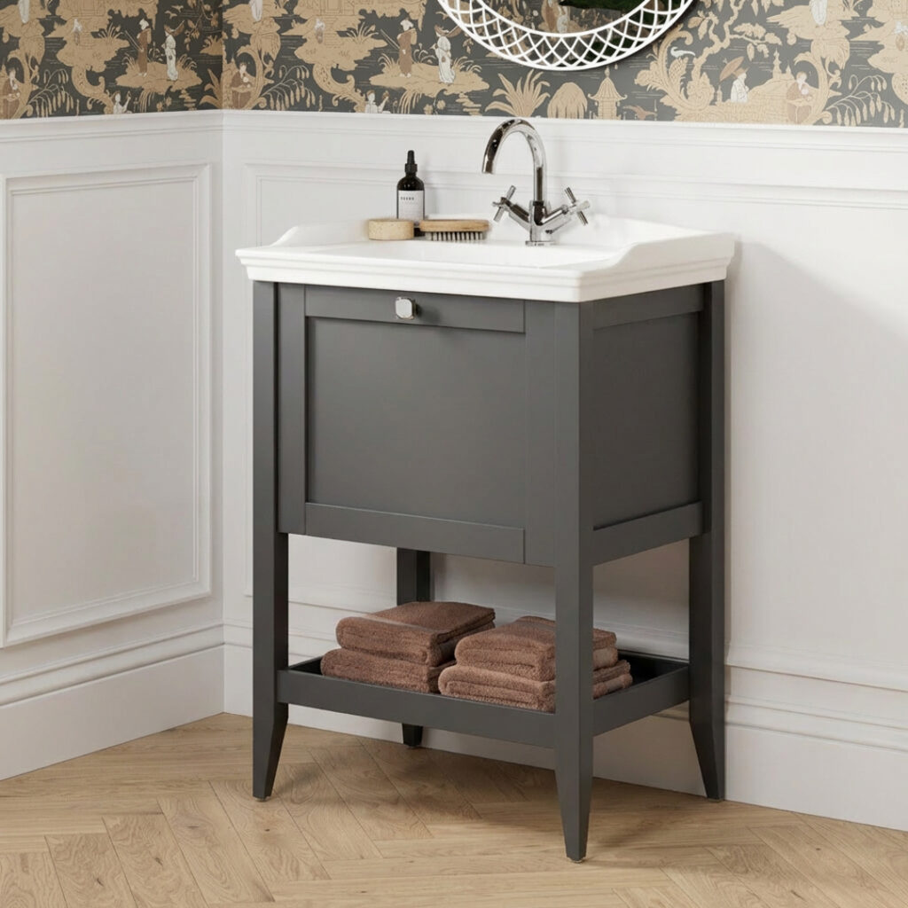 Burford Traditional Floorstanding Vanity Unit With Drawer & Shelf | Blue, Anthracite, White | Nationwide Delivery Throughout Ireland & The UK | Bathshed