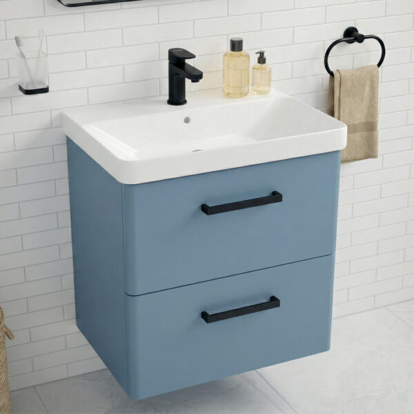 Kora 600mm Morning Sky Blue Wall Hung Vanity Unit Sonas bathrooms