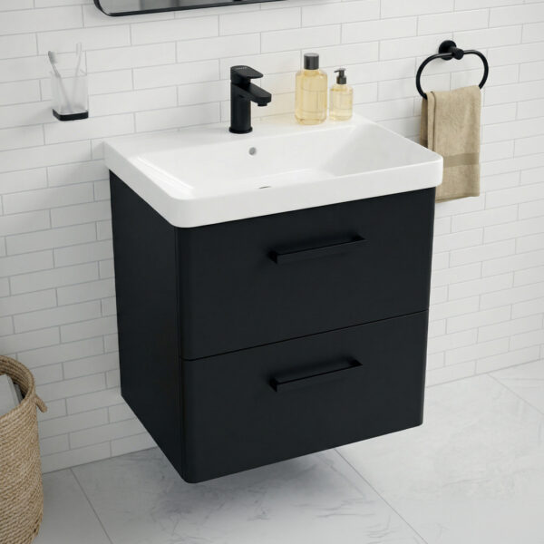 Kora 600mm Matt Black Wall Hung Vanity Unit sonas bathrooms