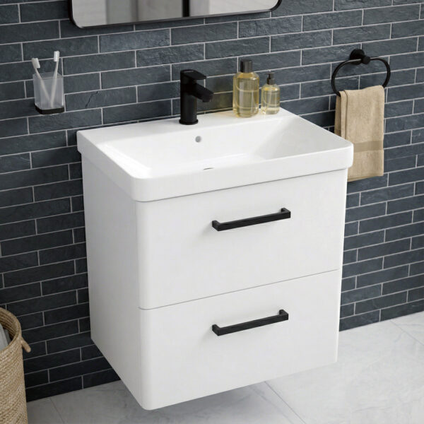 Kora 600mm Gloss White Wall Hung Vanity Unit sonas bathrooms