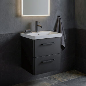 Kora 600mm Matt Black Wall Hung Vanity Unit sonas bathrooms