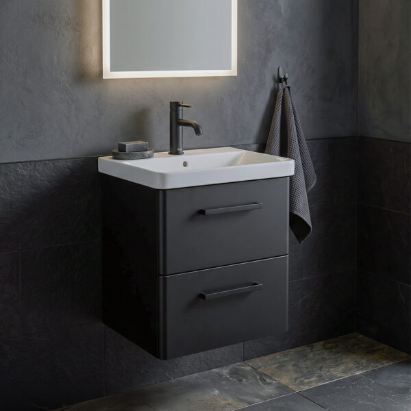 Kora 600mm Matt Black Wall Hung Vanity Unit sonas bathrooms