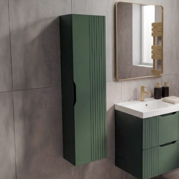 varys green modern wall hung tall boy unit unit | Nationwide delivery uk and ireland | Bathshed