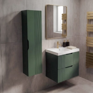 varys green modern wall hung tall boy unit unit | Nationwide delivery uk and ireland | Bathshed