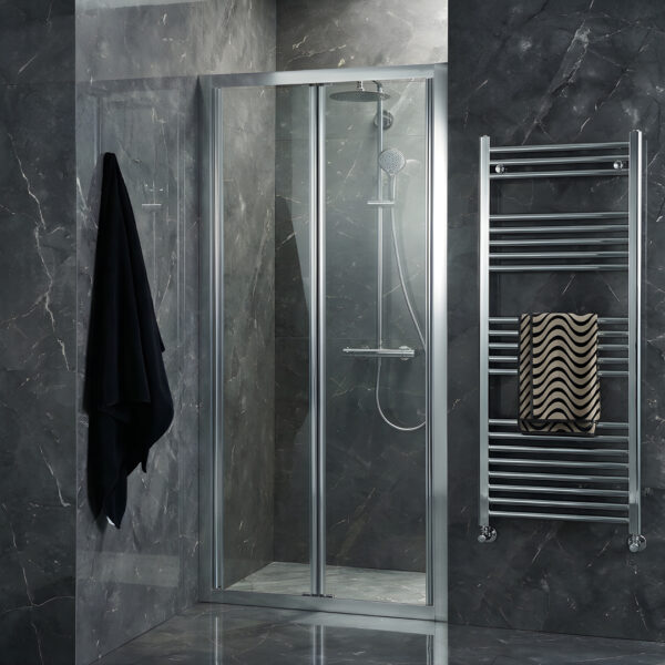 Livari Chrome Bifold Shower Door | Bathshed | Delivery UK and Ireland