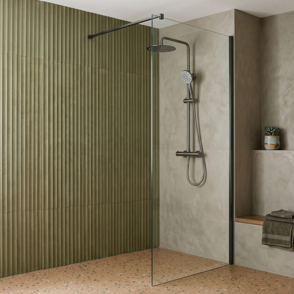 Enzo Fun Metal Wetroom screen | Shower screen | Wetroom Panel | Delivery UK & Ireland | Bathshed
