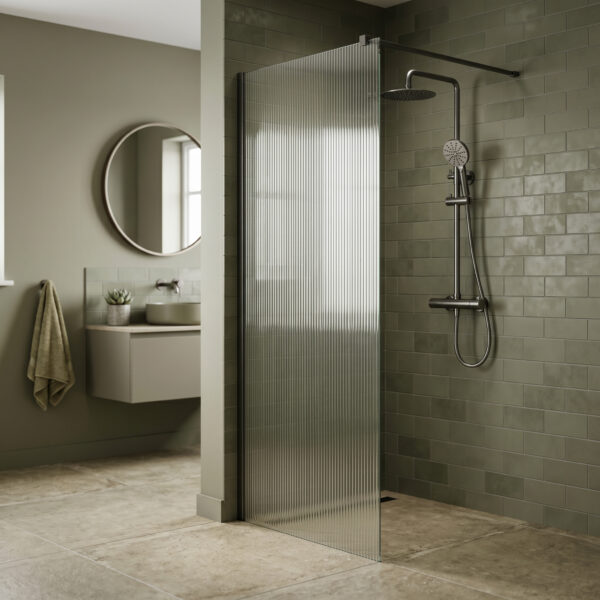 Gun Metal Fluted Wetroom Panel | Wet Room Panels | Shower Enclosures | Delivery Ireland and the UK | Bathshed
