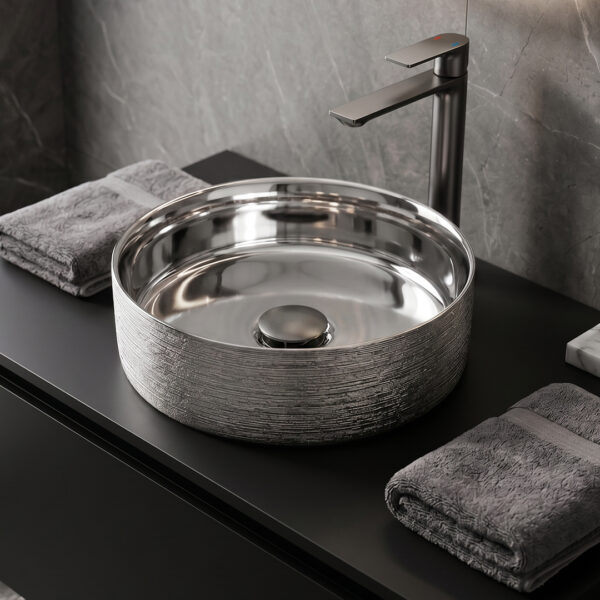 Sterling 360mm Silver Counter Top Basin | Countertop basins | Bathshed | delivery ireland and the UK