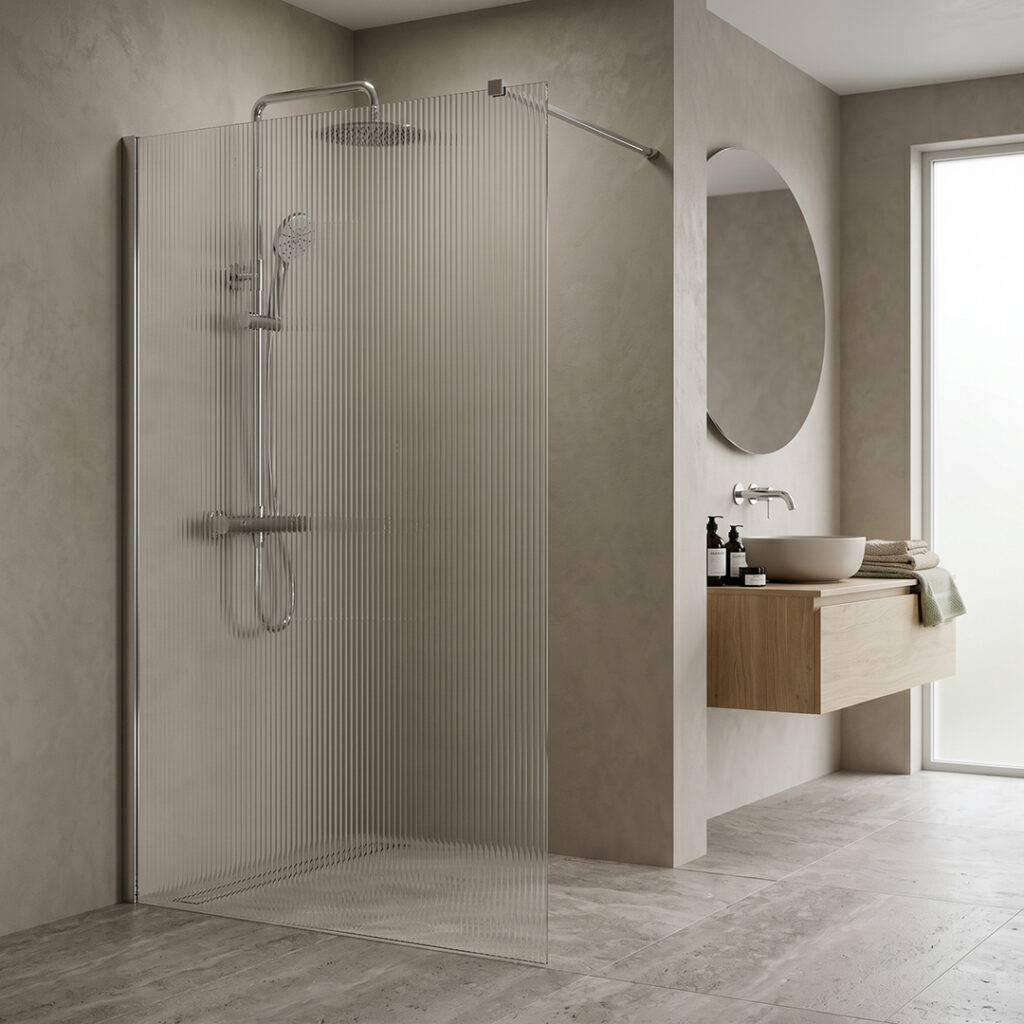 Chrome Fluted Wetroom Panel | Wet Room Panels | Shower Enclosures | Delivery Ireland and the UK | Bathshed