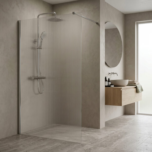 Chrome Fluted Wetroom Panel | Wet Room Panels | Shower Enclosures | Delivery Ireland and the UK | Bathshed