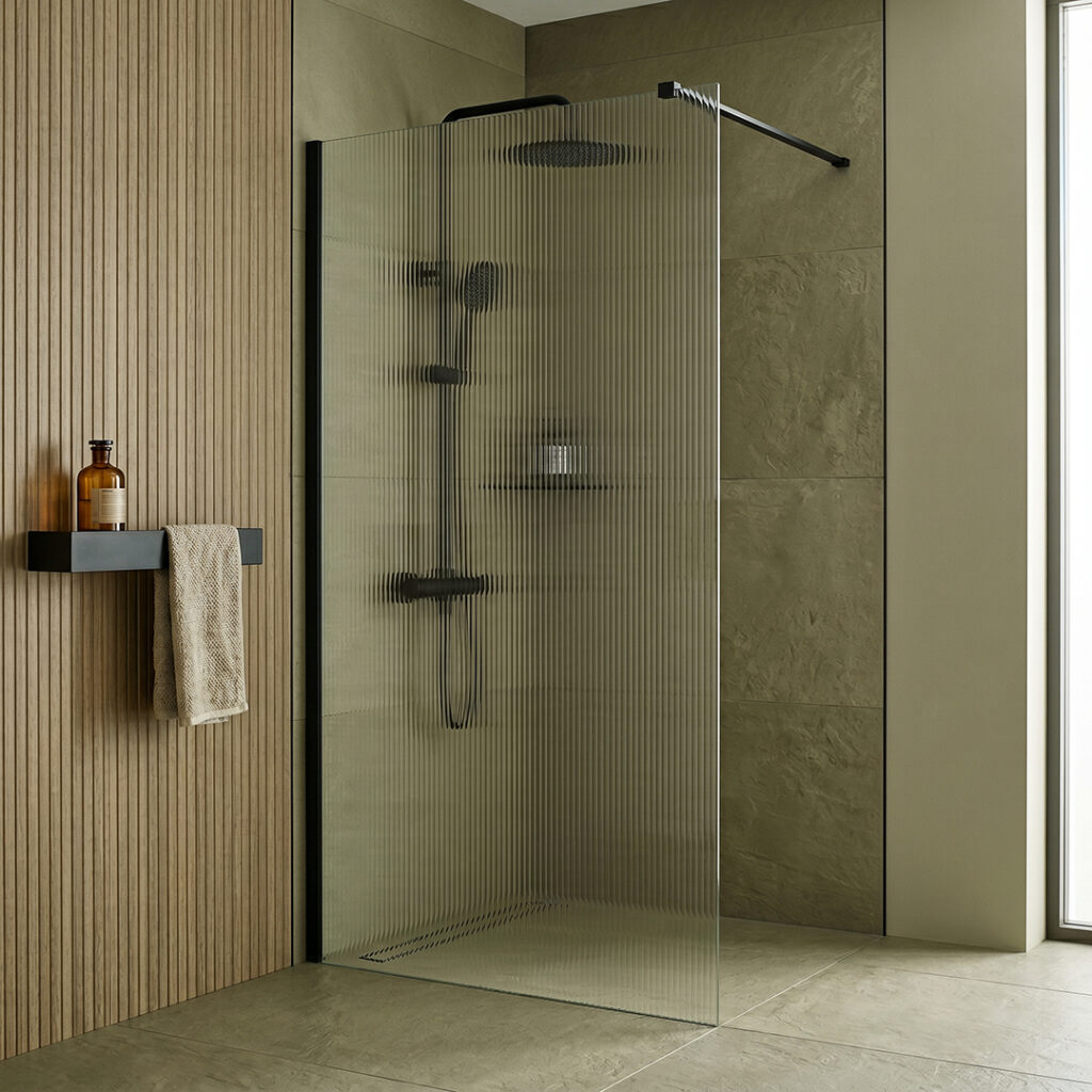 Black Fluted Wetroom Panel | Wet Room Panels | Shower Enclosures | Delivery Ireland and the UK | Bathshed