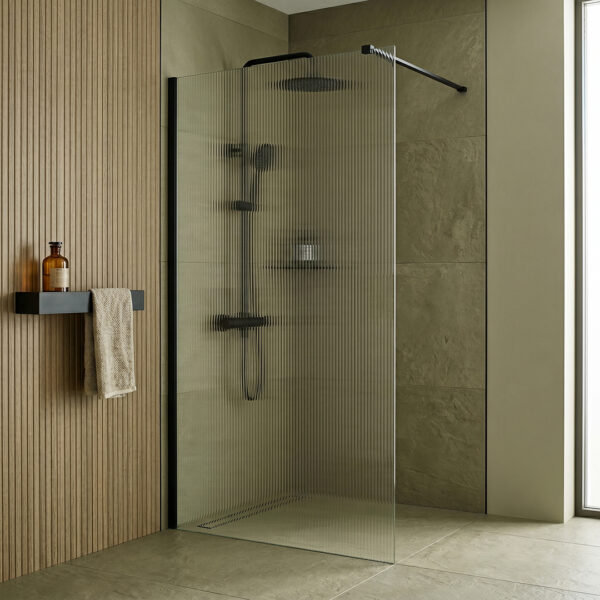 Black Fluted Wetroom Panel | Wet Room Panels | Shower Enclosures | Delivery Ireland and the UK | Bathshed