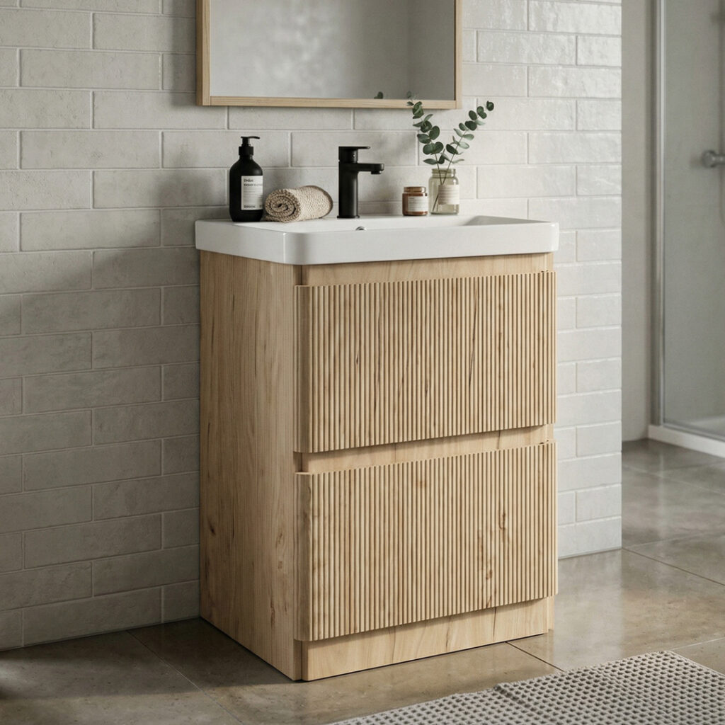 Ridge Textured Oak Floorstanding Vanity Unit