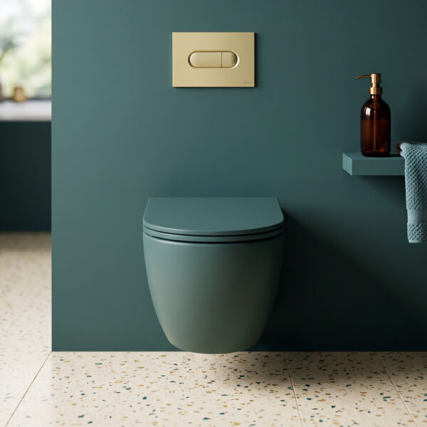 AVANTI Rimless Wall Hung WC & Soft Close Seat Forest Green | Sonas Bathrooms | Nationwide delivery UK and Ireland