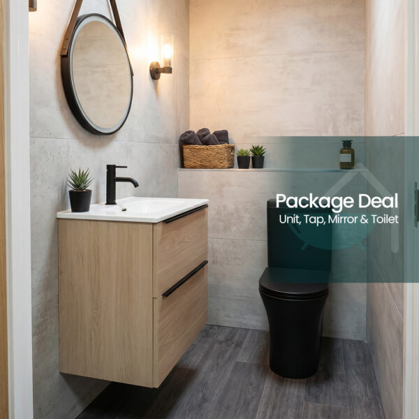 Avani natural oak compact wall hung vanity unit | Bathroom furniture | Ireland and the UK | Bathshed